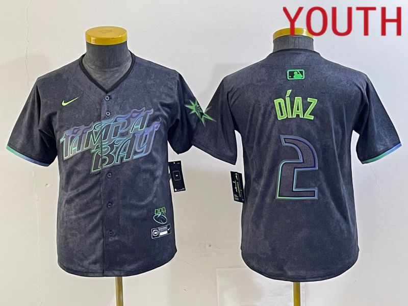 Youth Tampa Bay Rays #2 Diaz Nike MLB Limited City Connect Black 2024 Jersey style 1